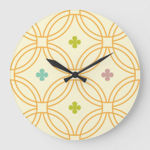 Retro Geometric Interlocking Circle Mönster Stor Klocka