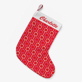 Retro Geometric jul Red Mönster Personlig Liten Julstrumpa
