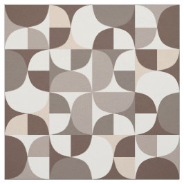 Retro Geometric Kurvor Mönster - Terra Brown Tyg