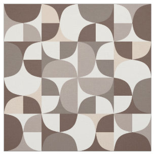 Retro Geometric Kurvor Mönster - Terra Brown Tyg