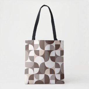Retro Geometric Kurvor Mönster - Terra Brown Tygkasse