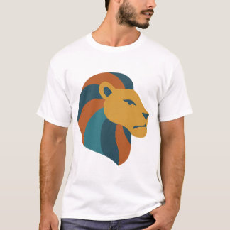 Retro Geometric Lejon Head - Modern i mitten av år T Shirt
