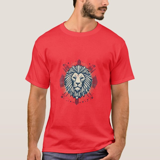Retro Geometric Lejon T-Shirt-design T Shirt (Framsida)