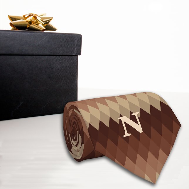 Retro Geometric Linjer Brown Monogram Slips (Skapare uppladdad)