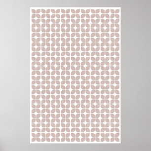 Retro Geometric Löv Mönster Beige Poster