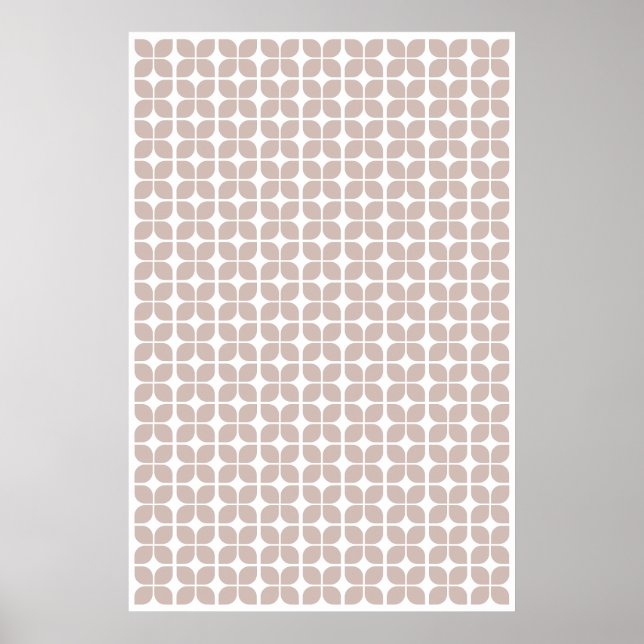 Retro Geometric Löv Mönster Beige Poster (Framsidan)