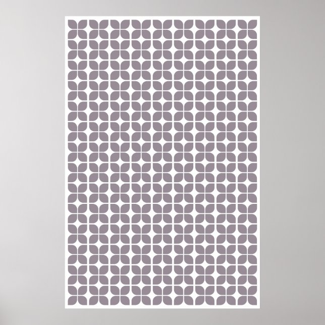 Retro Geometric Löv Mönster Taupe Poster (Framsidan)