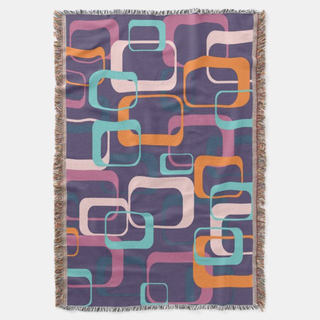 Retro Geometric Mid Century Shapes Art Lila Filt (Framsidan Vertikal)