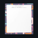 Retro Geometric Mid Century Shapes Art Lila Namn Anteckningsblock<br><div class="desc">En roligt formar en modern atomiskt rymd-stil i mitten av århundradet med lila bakgrund.</div>