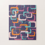 Retro Geometric Mid Century Shapes Art Lila Pussel<br><div class="desc">En roligt formar en modern atomiskt rymd-stil i mitten av århundradet med lila bakgrund.</div>