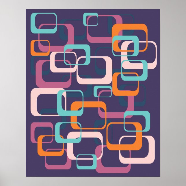 Retro Geometric Mid Century Shapes Art Poster (Framsidan)