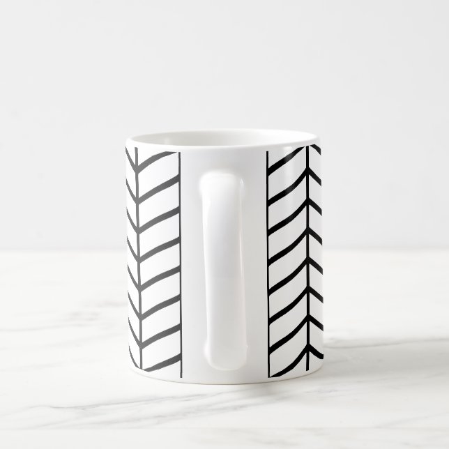 Retro Geometric Minimalist White Black 60 s Scandi Kaffemugg (Handtag)