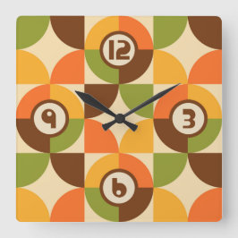 Retro Geometric Modernist Mönster Fyrkantig Klocka