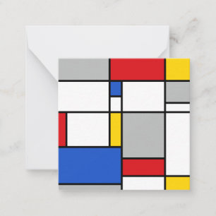 Retro Geometric Mondrian Stil Färg-sammansättning Anteckningskort