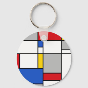 Retro Geometric Mondrian Stil Färg-sammansättning Nyckelring
