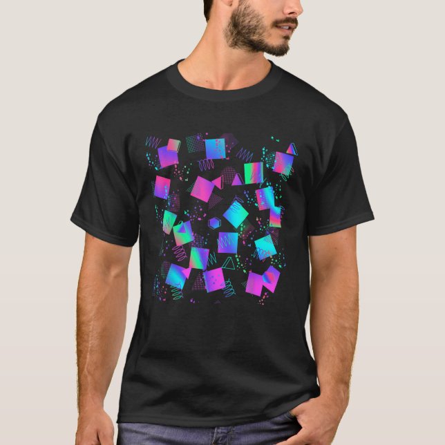 Retro Geometric Mönster 80-talets 90-tal Gift Memp T Shirt (Framsida)