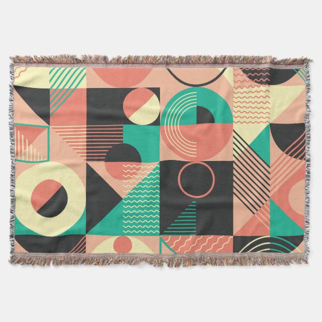 Retro Geometric Mönster Design Filt (Framsidan)