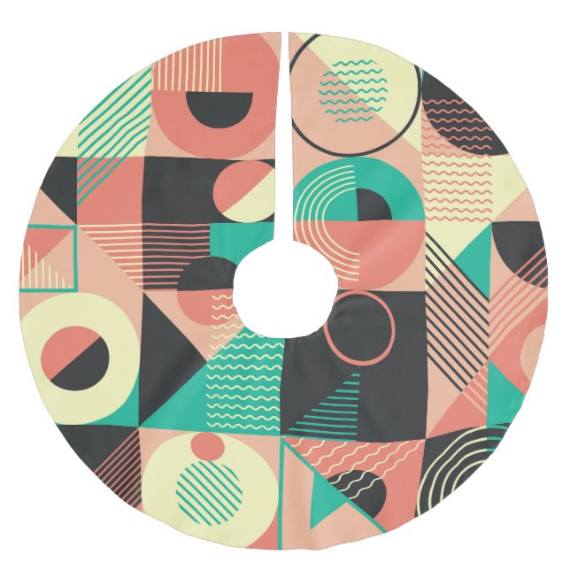 Retro Geometric Mönster Design Julgransmatta Borstad Polyester (Framsidan)