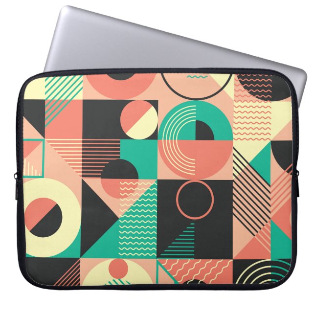 Retro Geometric Mönster Design Laptop Fodral (Framsidan)