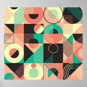 Retro Geometric Mönster Design Poster