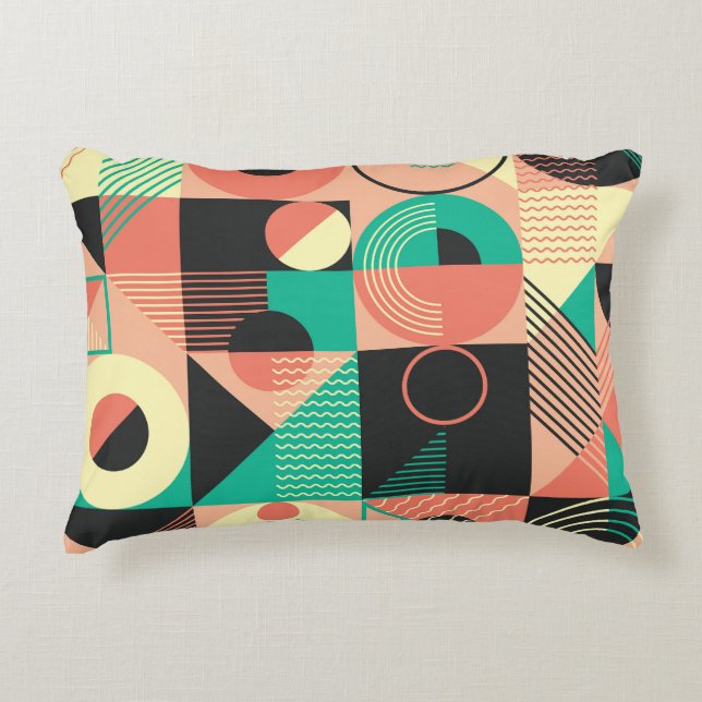 Retro Geometric Mönster Design Prydnadskudde (Framsidan)