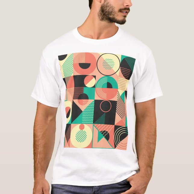Retro Geometric Mönster Design T Shirt (Framsida)