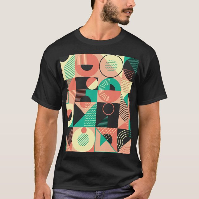 Retro Geometric Mönster Design T Shirt (Framsida)