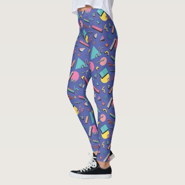 Retro Geometric Mönster Leggings (Vänster)