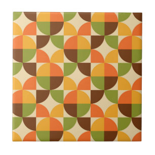 Retro Geometric Mönster Mid-Mod - höst Kakelplatta