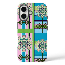 Retro geometric mönster och fantasyblommor