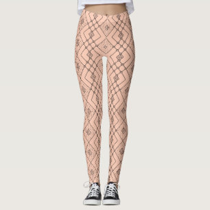 Retro Geometric Mönster på Peach Summer look Leggings