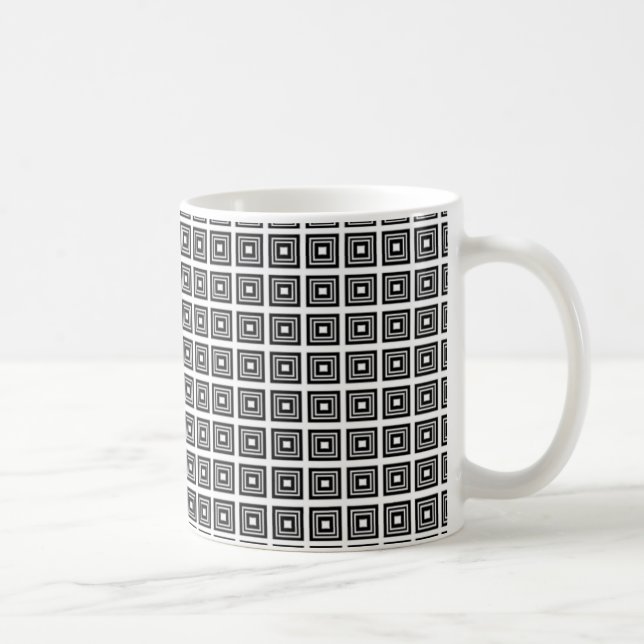 Retro Geometric Mugg, Black and White Kaffemugg (Höger)