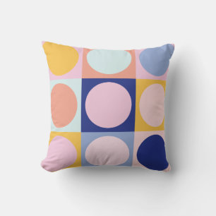 Retro Geometric Pastel Färg Block Rosa Blue Kudde