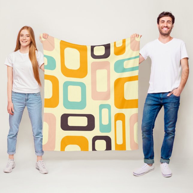 Retro geometric pattern in light beige background fleecefilt (På plats)