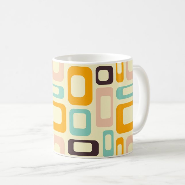 Retro geometric pattern in light beige background kaffemugg (Framsida höger)