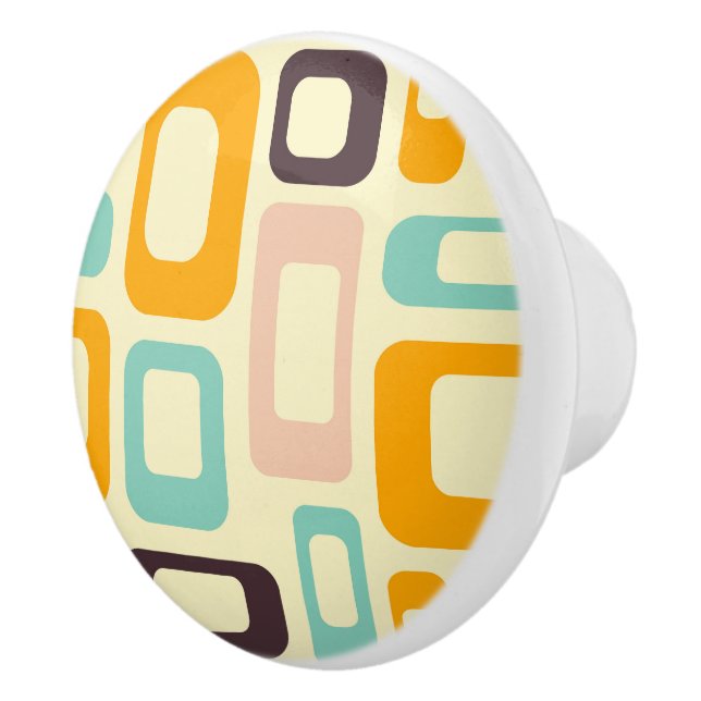 Retro geometric pattern in light beige background knopp (Höger)