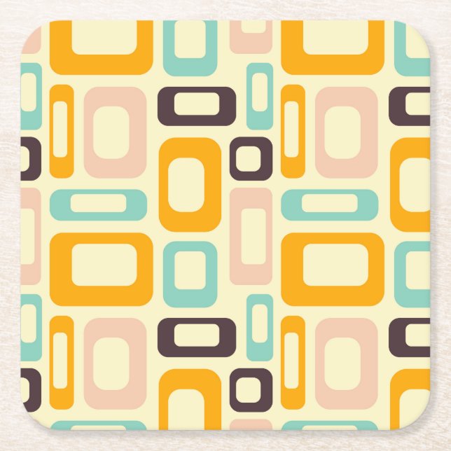 Retro geometric pattern in light beige background underlägg papper kvadrat (Framsidan)