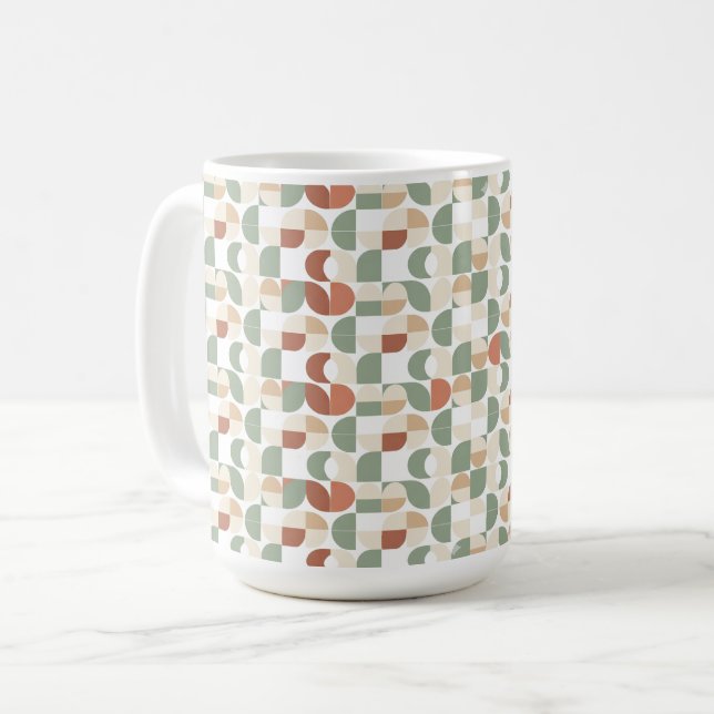 Retro Geometric Pattern Kaffemugg (Framsida vänster)