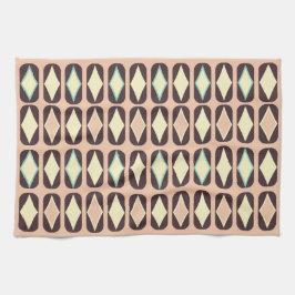 Retro geometric pattern with brown, yellow, blue kökshandduk