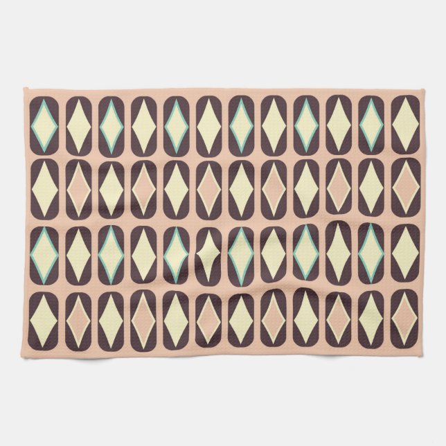 Retro geometric pattern with brown, yellow, blue kökshandduk (Horisontell)