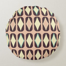 Retro geometric pattern with brown, yellow, blue rund kudde