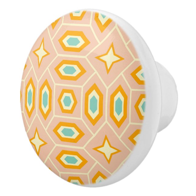 Retro geometric pattern with hexagons and stars knopp (Höger)