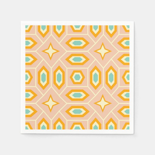 Retro geometric pattern with hexagons and stars pappersservett (Framsidan)