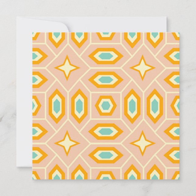 Retro geometric pattern with hexagons and stars tack kort (Framsida)