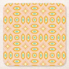 Retro geometric pattern with hexagons and stars underlägg papper kvadrat
