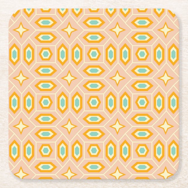 Retro geometric pattern with hexagons and stars underlägg papper kvadrat (Framsidan)
