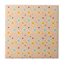 Retro geometric pattern with teal, orange, black kakelplatta