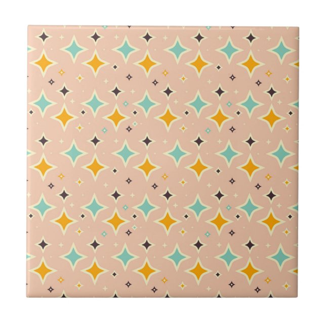 Retro geometric pattern with teal, orange, black kakelplatta (Framsidan)