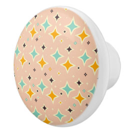 Retro geometric pattern with teal, orange, black knopp