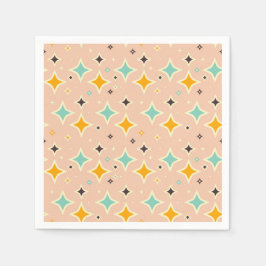 Retro geometric pattern with teal, orange, black pappersservett